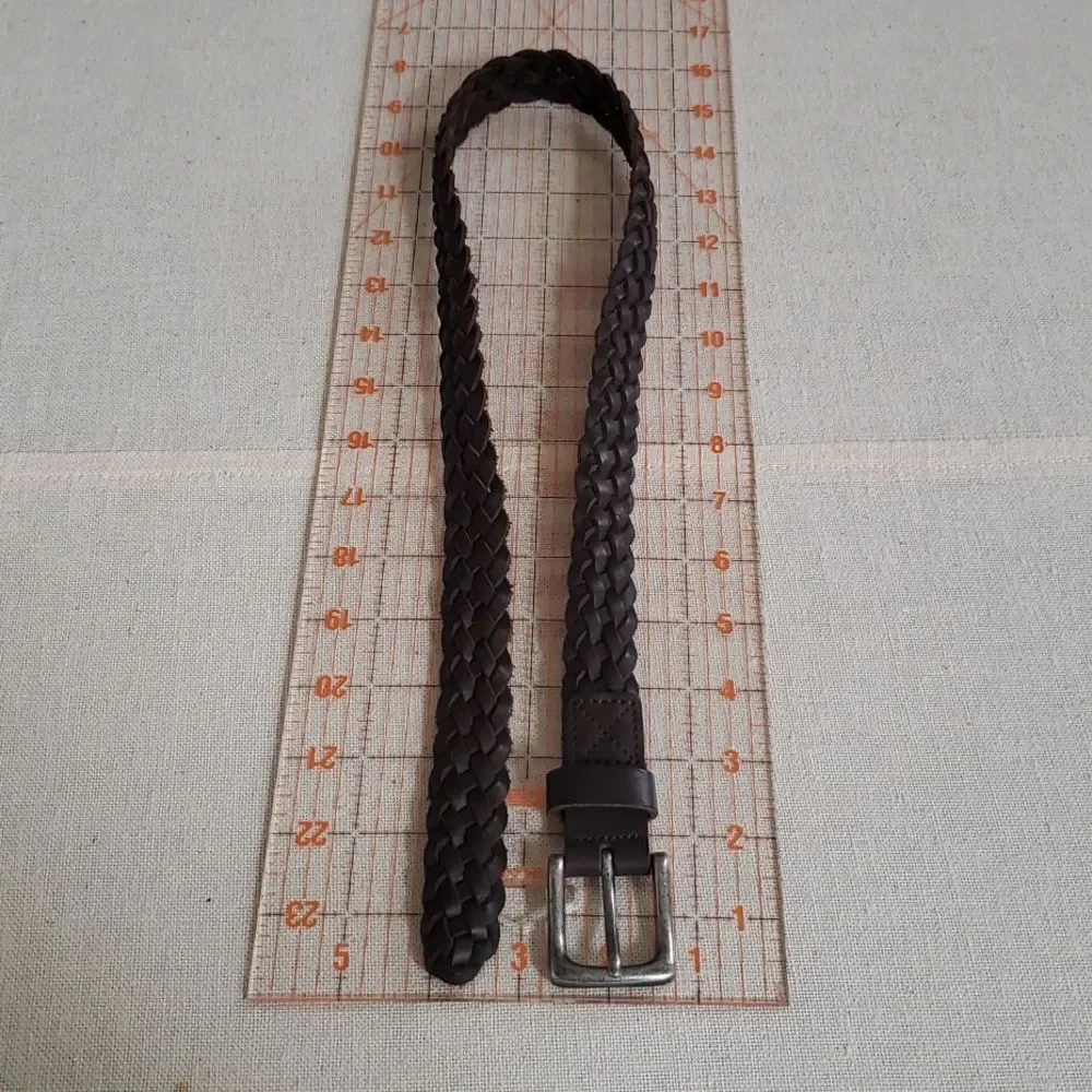 Gap Kid's Braided Leather Belt Brown Silver Buckle Casual